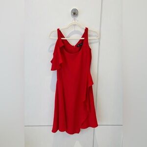 Versace Red Asymmetrical Ruffle Fit & Flare Dress ❤️ size S